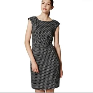 LOFT Black and White Geometric Pattern Sleeveless Dress